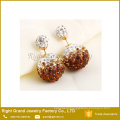 Rhinestone Double Crystal Disco Ball Shamballa Earring Studs